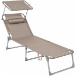 Chaise longue, bain de soleil, transat de relaxation, chaise de jardin pliable - taupe gcb192k01