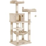 Feandrea - arbre  chat hauteur 143 cm, tour de jeux pour chat, avec 11 poteaux  griffer, 2 plateformes, ...