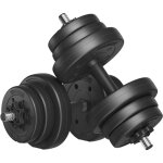 Songmics - kit haltres musculation 2 - en - 1, 2 x 10 kg, poids rglable, avec barre d'extension supplmentai ...