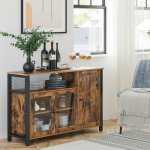 Meuble de rangement vasagle buffet avec placard 3 portes - 110 x 33 x 75 cm - style industriel - marron ...