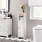 Vasagle - meuble de salle de bain, meuble pour wc, 18 x 20 x 80 cm (l x p x h), tagres rglables, blanc ...