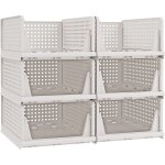 Songmics organisateur d?armoire pliable, tiroir coulissant empilable, lot de 6, blanc