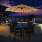 Parasol de jardin avec ampoules led � �nergie solaire, ombrelle de terrasse, diam�tre 3 m, protection ...