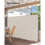 Paravent ext�rieur store lat�ral 350 x 180cm abri soleil paravent ext�rieur r�tractable - beige gsa185e ...