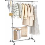 Portant penderie  vtement sur roulettes gris hauteur: 113 - 198cm, tube en fer revtu d'acier llr401 ...