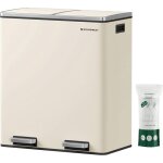 Songmics - poubelle  double compartiment 2 x 30l, avec 15 sacs poubelles, pdales en mtal, 2 seaux ...