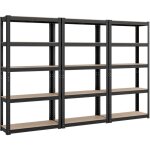 Rayonnage  5 niveaux, lot de 3, 30 x 75 x 150 cm, capacit 650 kg, tagre de rangement, planches rglables, ...