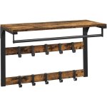 Vasagle - porte - manteau mural, avec 10 crochets amovibles sur 2 ranges, barre de suspension, pour ...