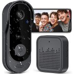 Sonnette sans fil avec cam�ra, 1080p wifi sonnette �tanche, batterie visiophone sans fil avec carillon, ...