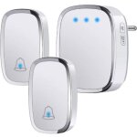 Sonnette sans fil ext�rieur �tanche ip44, sonnette de porte 300 m�tres, kit de carillon avec led flash, ...