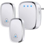 Sonnette sans fil ext�rieur �tanche ip44, sonnette de porte 300 m�tres, kit de carillon avec led flash, ...