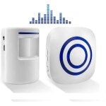 Sonnette sans fil kit de carillon de porte electrique avec 1 rcepteur et 1 dtecteur de mouvement pir ...