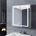 Armoire de toilette en aluminium led 65x65x13, 3cm avec clairage avec prise tactile armoire de salle ...