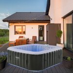 Arebos - spa gonflable automatique - 185x185cm - 6 personnes - bande lumineuse led - 130 jets de massage ...