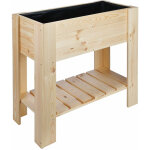 Spetebo - bac  plantes en bois naturel - 87 x 80 cm - bac  plantes avec film de protection