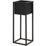 Pot de fleurs métal angulaire - noir - modèle : 70 cm Pot de fleurs métal angulaire - noir - modèle : 70 cm