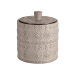 Boite � cotons porcelaine relief beige spirella