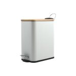 Poubelle � p�dale acier & bambou erik 5l blanc mat spirella