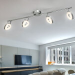Spot bar 4 spots plafonnier orientable plafonnier salon, m�tal, 4x 4, 5w 350lm blanc chaud, lxp 78x18 ...