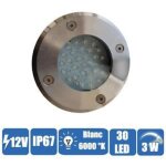 Spot encastrable - blanc - 30 leds - �tanche - 12 volts - inox