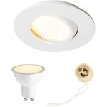 Spot encastrable led poli orientable ip44 blanc ? kit complet avec ampoule gu10 5, 5w 3000k ? salle de ...