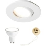 Spot encastrable led poli orientable ip44 blanc ? kit complet avec ampoule gu10 5, 5w 4000k ? salle de ...