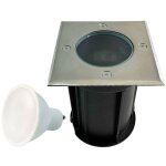Spot encastrable de sol carr� inox 304 exterieur ip65 + ampoule