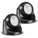 Spot led avec detecteur de mouvement, 2 unit�s projecteur led sans fil, 150 lumen, sph�re amovible, rotation ...
