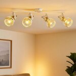 Spot de plafond 4 flammes m�tal plafonnier bois e27 barre de spot 4 flammes blanche, spot orientable, ...