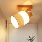 Spot de plafond led 1 flamme lampe de couloir bois culot e14 vintage orientable 350° rétro projecteur ... Spot de plafond led 1 flamme lampe de couloir bois culot e14 vintage orientable 350° rétro projecteur ...