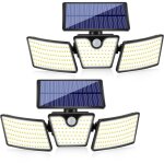 Spots solaires triples, appliques murales ext�rieures � led avec d�tecteur de mouvement humain, �clairage ...