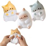 Squishy chat balle anti - stress lot de 3 ? jouet anti stress en silicone souple, balle sensorielle mignon ...