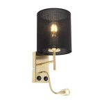 Stacca - led applique murale avec lampe de lecture - 1 lumi�re - l 160 mm - noir et or - art deco - �clairage ...