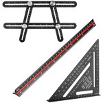 Kit de règles avec règle de mesure multi - angles, règle triangulaire, triangle d'angle - stahlwerk Kit de règles avec règle de mesure multi - angles, règle triangulaire, triangle d'angle - stahlwerk