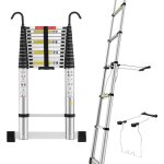 Chelle escabeau telescopique pliable 5m stabilisateur d'chelle, marchepieds escamotables en aluminium ...