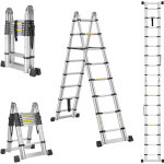 Stanew ? �chelle t�lescopique pliante 5 m ? aluminium 1, 5 mm ? 16 marches ? charge 150 kg ? syst�me ...