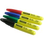 Stanley - lot de 4 - marqueurs fins 4 couleurs noir, bleu, rouge et vert