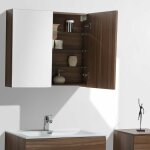 Stano. - armoire de toilette bloc - miroir siena largeur 80 cm noyer