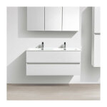 Meuble salle de bain design double vasque siena largeur 120 cm blanc laqu