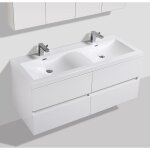 Meuble salle de bain design double vasque siena largeur 144 cm blanc laqué Meuble salle de bain design double vasque siena largeur 144 cm blanc laqué