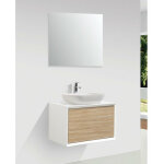 Stano. - meuble salle de bain pour vasque  poser palio largeur 60 cm blanc mat chne clair textur