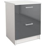 Start meuble bas de cuisine l 60 cm avec plan de travail inclus - gris brillant