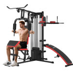 Station de musculation compl�te - sportnow - poids 65kg - banc abdos et dips - acier - r�glable - noir ...