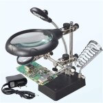 Station troisi�me main au soudage 5leds loupe � poser 2, 5x / 7, 5x / 10x lentille support avec pince ...