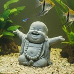 Statue de bouddha rieur en gr�s pour d�coration d'aquarium, accessoire d'aquarium betta, sculpture de ...