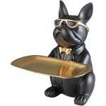 Statue de bouledogue en r�sine - figurine de chien - d�coration artisanale - noir
