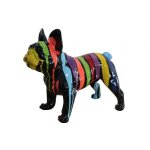 Statue bulldog fran�ais multicolore en r�sine - merlin
