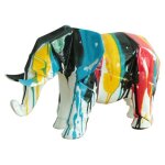 Meubletmoi - statue �l�phant g�om�trique coulure noir multicolore h21 cm - dumbo 02