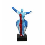 Meubletmoi - statue femme bras lev�s coulures bleu / rouge h34 cm - lady drips 01