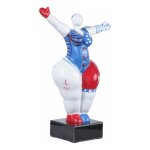 Meubletmoi - statue femme bras levs avec motifs bleu et rouge h34 cm - lady pirate